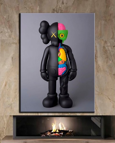 Картина для интерьера в офис - KAWS анатомия цвета - 30х40 см