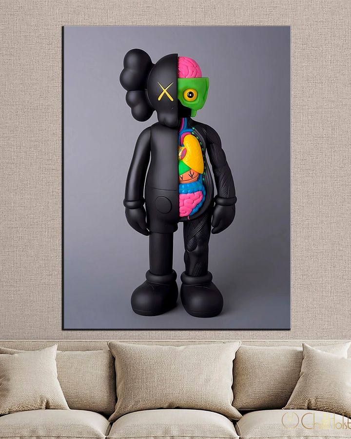 Картина для интерьера в офис - KAWS анатомия цвета - 30х40 см