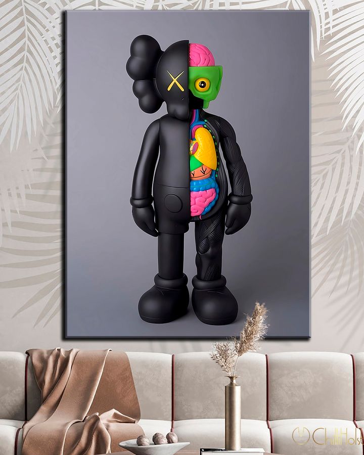 Картина для интерьера в офис - KAWS анатомия цвета - 30х40 см