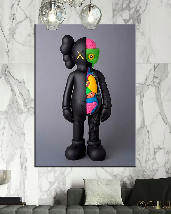 Картина для інтер'єру в офіс - KAWS анатомія кольору - 30х40 см