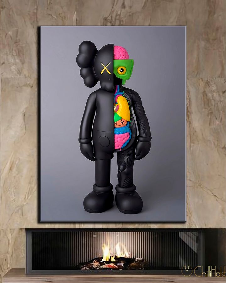 Картина для интерьера в офис - KAWS анатомия цвета - 30х40 см