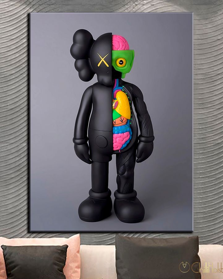 Картина для интерьера в офис - KAWS анатомия цвета - 30х40 см