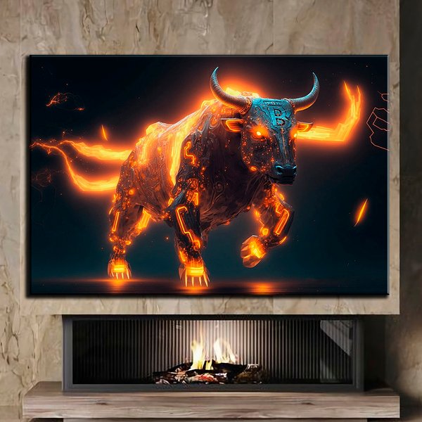 Дизайнерська картина  - Bitcoin bull - 40х60 см