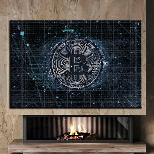 Картина в офіс - Bitcoin Glitch - 40х60 см