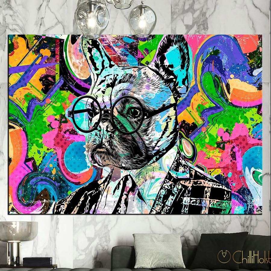 Картина для интерьера - Стильный бульдог - 40х60 см