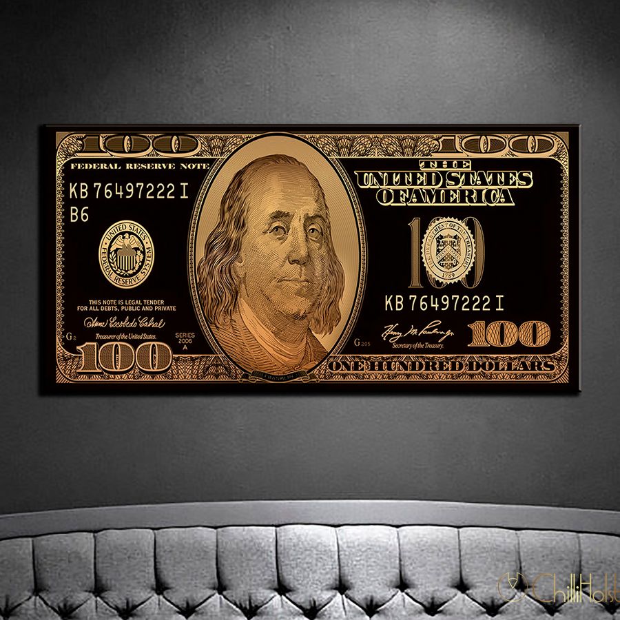 Картина для мотивации в офис - 100$ dollars gold | ChilliHolst