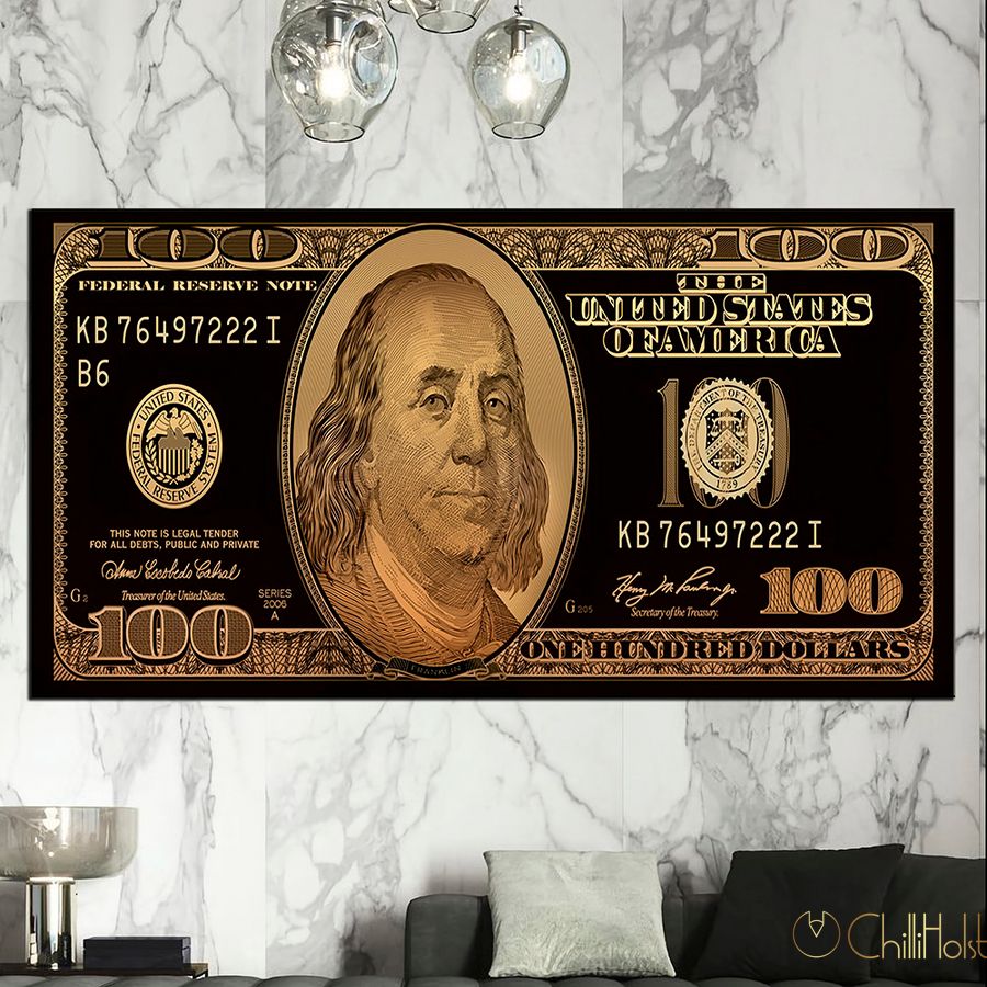 Картина для мотивації в офіс - 100$ dollars gold | ChilliHolst