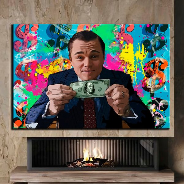 Картина в офіс або в кімнату - ДіКапріо Вовк з Уолл-Стріт роби гроші - 40х60 см