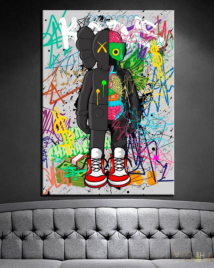 Картина для интерьера комнаты или офиса - KAWS Graffiti - 30х40 см