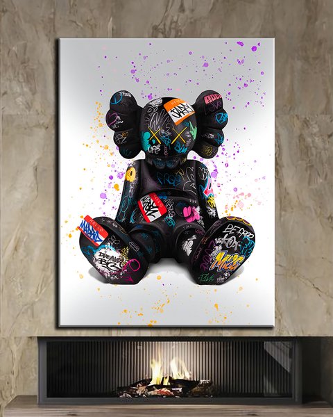 Картина для офісу або кімнати - KAWS у кольорах графіті - 30х40 см