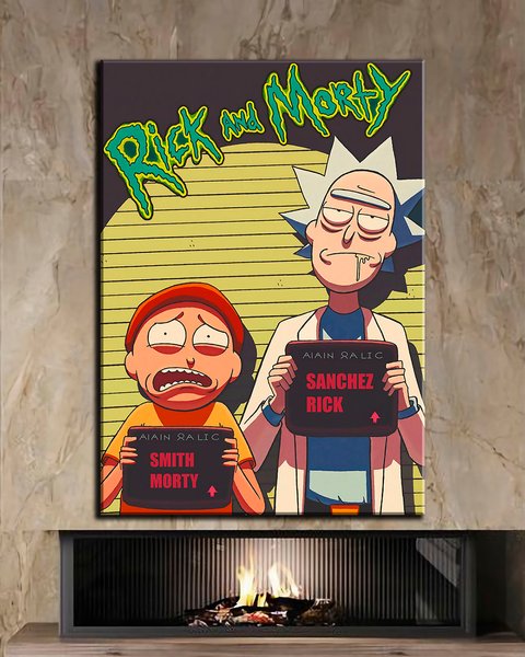 Картина з героєм коміксу Rick and Morty Арешт - 50х70 см