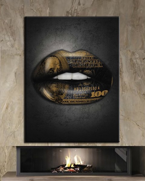 Картина - Black Lips Dollars - 30х40 см