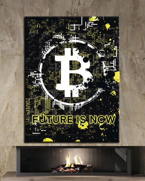 Картина в офіс або кабінет - Bitcoin Монета Майбутнього - 30х40 см