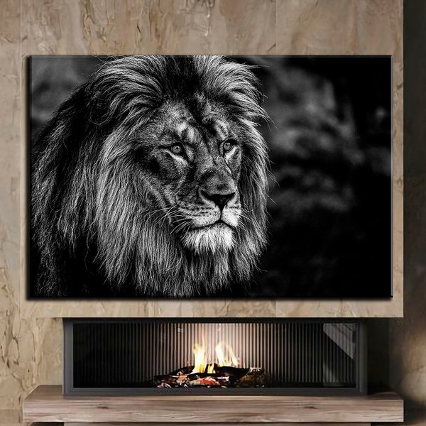 Черно-біла картина - Чорний лев - 40х60 см