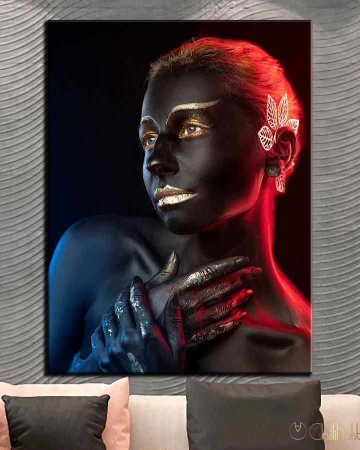 Картина для декору Бьюті студії чи салону краси, перукарні - Боді арт червоний кристал - 30х40 см Картина - Боді арт червоний кристал | ChilliHolst